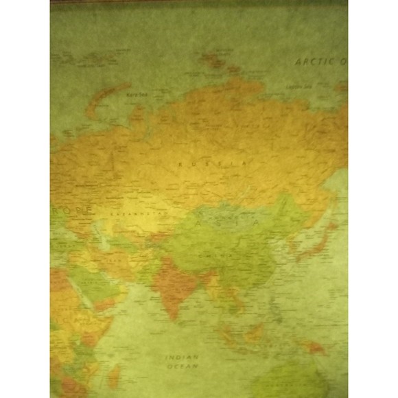 Laminated Rand McNally Modern World Map Genuine Black Wood Frame 33"wx22h - Picture 8 of 12